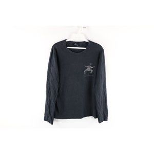 Vintage Subciety Mens Medium Faded Japan Streetwear Long Sleeve T-Shirt Black